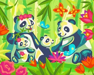 Panda Family diamond painting