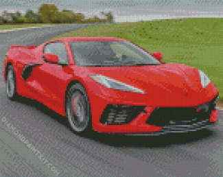 Red Chevrolet Corvette diamond painting