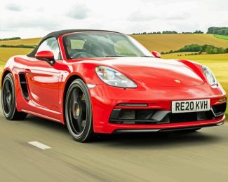 Red Porsche 718 Boxster diamond painting