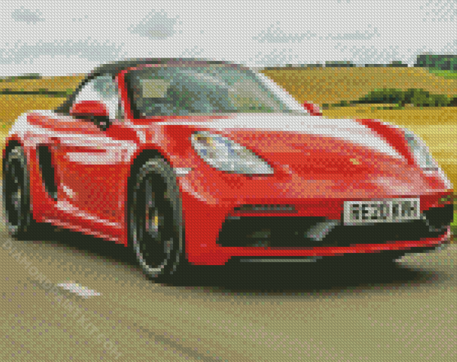 Red Porsche 718 Boxster diamond painting