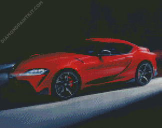 Red Toyota GR Supra diamond painting