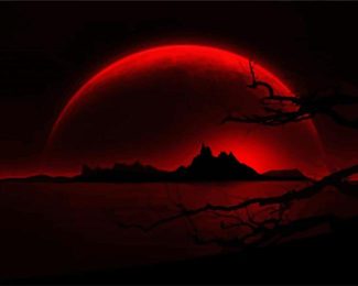 Red Moon Nightscape diamond painting