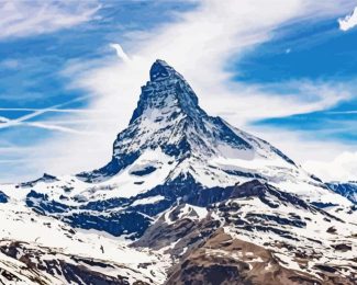 Snowy Matterhorn Mountain diamond painting