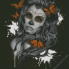 Sugar Skull And Monarch Butterflies diamond painting