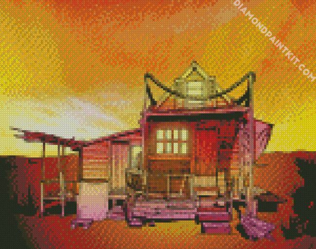 Sunset Beach Shack diamond painting