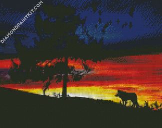 Sunset Dog diamond painting