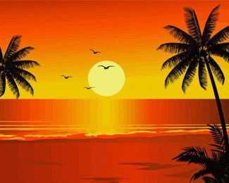 Sunset Time Silhouette diamond painting