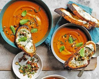 Sweet Potato Soup And Blue Cheese Toast diamond painting