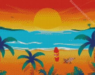 Tropical Sunset Beach Seascape diamond painting