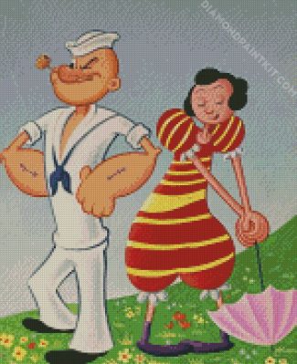 Vintage Popeye And Olive diamond painting