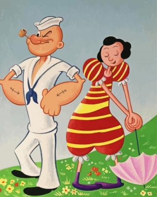 Vintage Popeye And Olive diamond painting