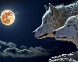 Wolves Full Moon diamond painting