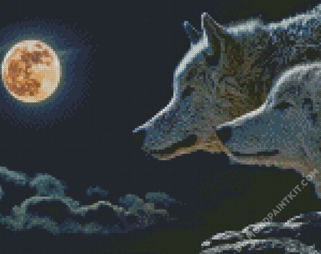 Wolves Full Moon diamond painting