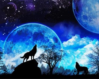 Wolves Howling diamond painting