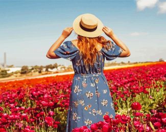 Woman In A Field Of Flowers diamond painting