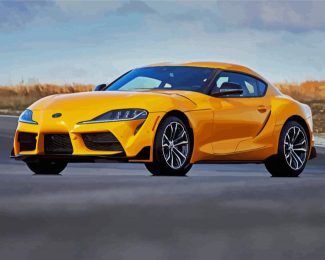 Yellow Toyota GR Supra diamond painting