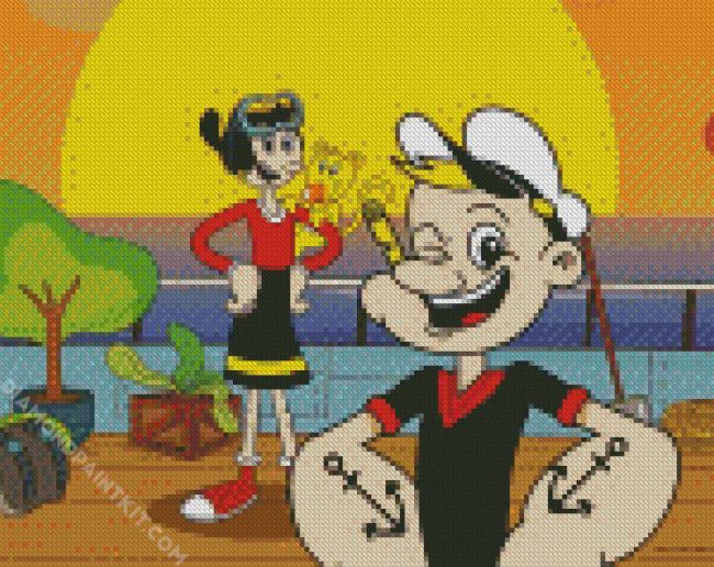 Young Popeye And Olive diamond painting