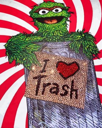 Oscar The Grouch diamond paintig