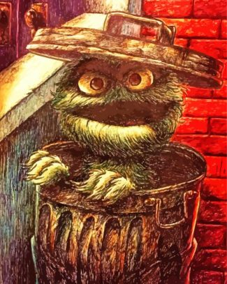 Abstract Oscar The Grouch diamond paintig