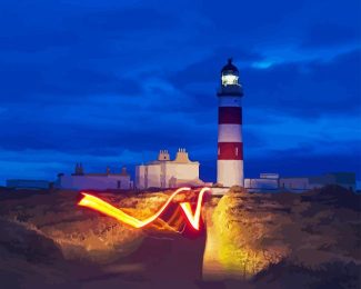 Point Of Ayre Lighthouse Isle Of Man diamond painting by numbers