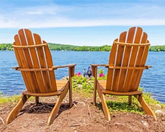 Adirondack Chair By Lake diamond painting