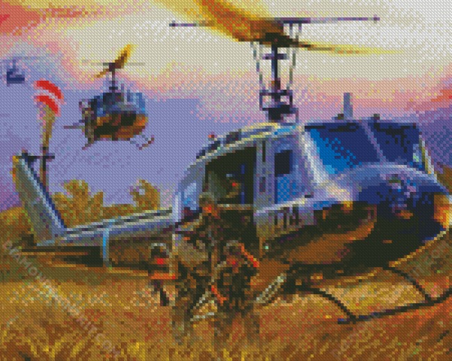 Huey Helicopter diamond painting