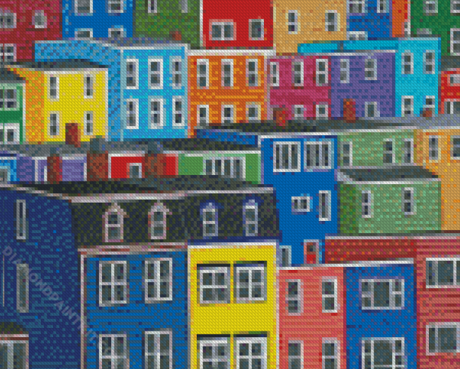 Jellybean Houses Row Newfoundland diamond painting