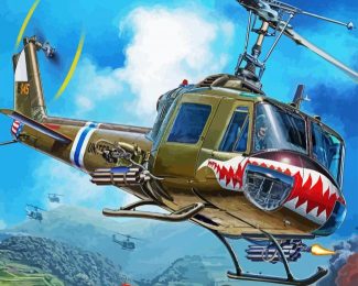 Aesthetic Huey Helicopter diamond painting