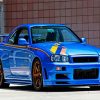 Blue R34 Skyline Car diamond painting