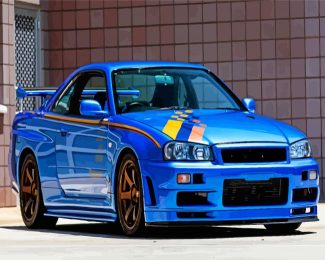 Blue R34 Skyline Car diamond painting