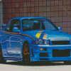 Blue R34 Skyline Car diamond painting