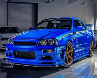 Blue R34 Skyline diamond painting