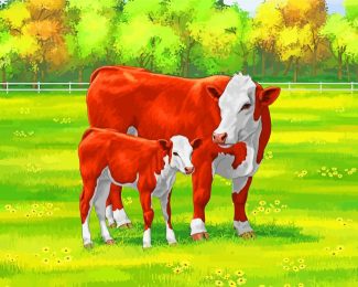 Hereford Cows diamond painting