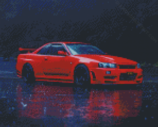 Red R34 Skyline diamond painting