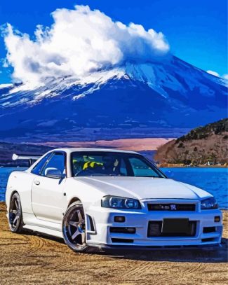 White R34 Skyline diamond painting