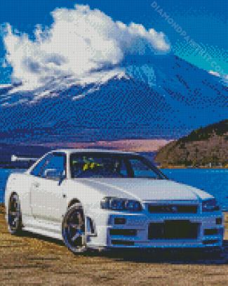 White R34 Skyline diamond painting