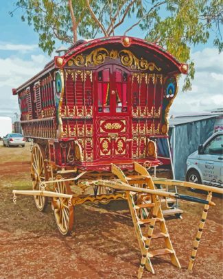 Aesthetic Vintage Gypsy Wagon diamond painting