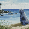 Bouvier Contemplating A Lighthouse diamond painting