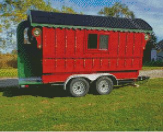 Red Gypsy Wagon diamond painting