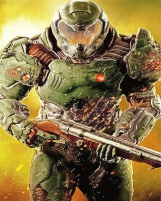 Doomguy diamond painting