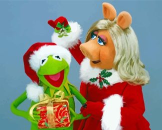 Christmas Kermit And Piggy Diamond Painting