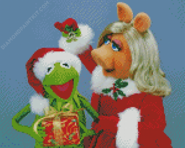 Christmas Kermit And Piggy Diamond Painting