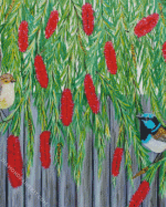 Bottlebrushes And Birds Diamond Painting