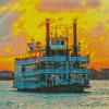 Paddle Wheel Sunset Diamond Painting