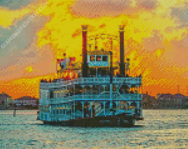 Paddle Wheel Sunset Diamond Painting