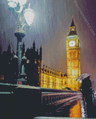 London In The Rain At Night Diamond Painting