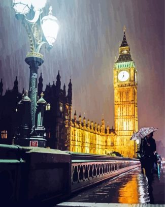 London In The Rain At Night Diamond Painting