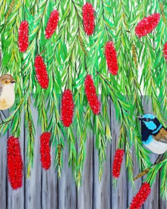 Bottlebrushes And Birds Diamond Painting