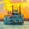 Paddle Wheel Sunset Diamond Painting