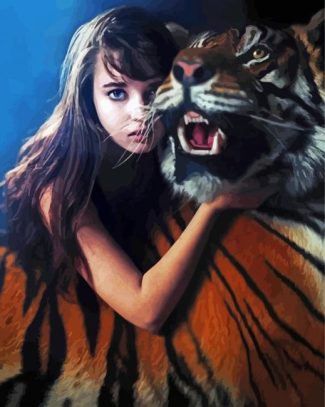 Woman With Tiger Diamond Painting